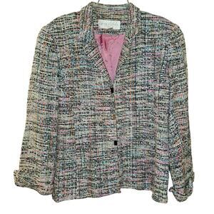 Vintage Doncaster Silk Blend Tweed Multicolor Office MCM Retro Blazer Jacket XL